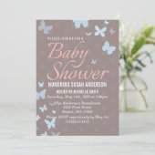 Boterfly Baby shower Invitation Kaart (Staand voorkant)