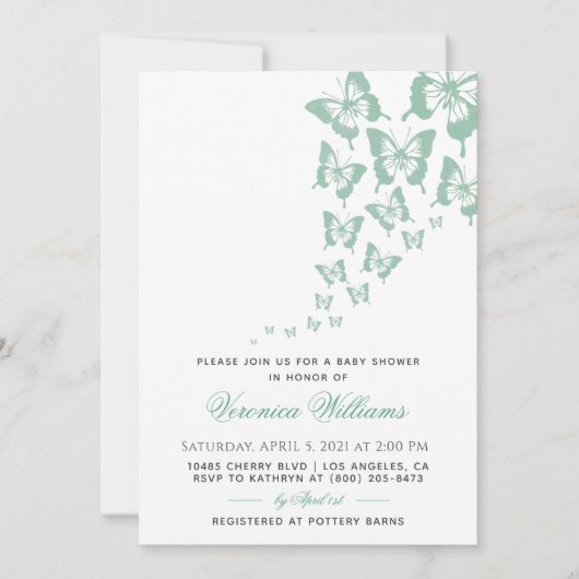 Boterfly Baby shower Invitation Kaart (Voorkant)