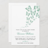 Boterfly Baby shower Invitation Kaart (Voorkant / Achterkant)