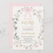 Boterfly Baby shower Invitation Kaart (Voorkant / Achterkant)