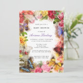 Boterfly Baby shower Invitation Kaart (Staand voorkant)