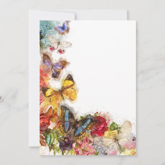 Boterfly Baby shower Invitation Kaart (Achterkant)