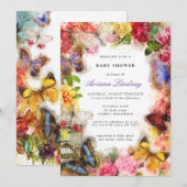 Boterfly Baby shower Invitation Kaart (Voorkant / Achterkant)
