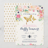 Boterfly Baby shower Invitation Kaart (Voorkant / Achterkant)