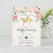 Boterfly Baby shower Invitation Kaart (Staand voorkant)