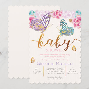 Boterfly Baby shower Invitation Kaart