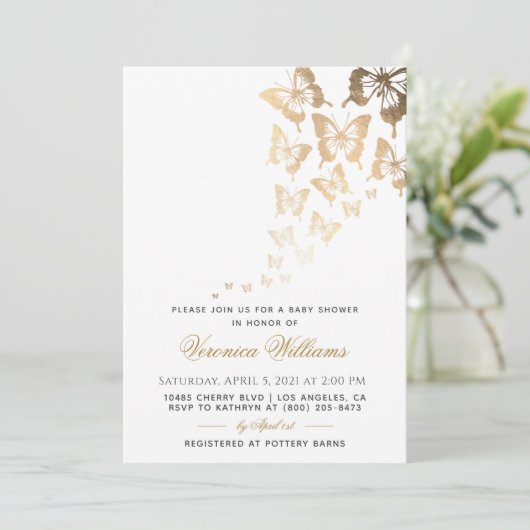 Boterfly Baby shower Invitation Kaart (Staand voorkant)