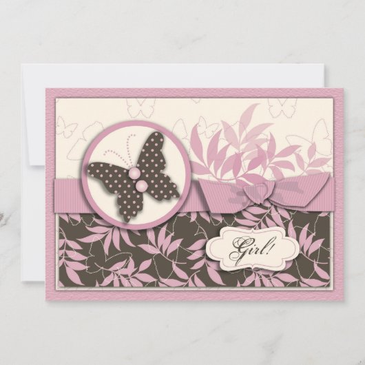 Boterfly-Baby shower-uitnodiging Kaart (Voorkant)