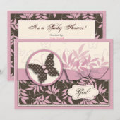 Boterfly-Baby shower-uitnodiging Kaart (Voorkant / Achterkant)
