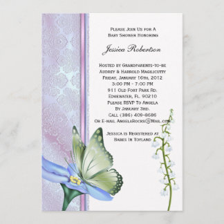 Boterfly-Baby shower-uitnodiging Kaart