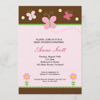 Boterfly-Baby shower-uitnodiging Kaart