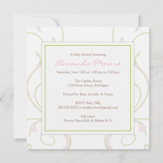 Boterfly-Baby shower-uitnodiging Kaart (Achterkant)