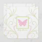 Boterfly-Baby shower-uitnodiging Kaart (Voorkant / Achterkant)