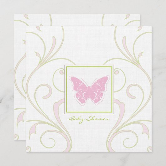 Boterfly-Baby shower-uitnodiging Kaart (Voorkant / Achterkant)