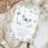 Boterfly Baby shower Uitnodiging voor meisje