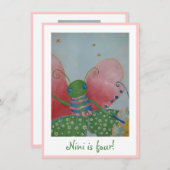 Boterfly ballerina-uitnodiging kaart (Voorkant / Achterkant)