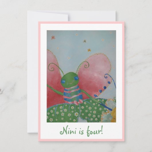 Boterfly ballerina-uitnodiging kaart (Voorkant)