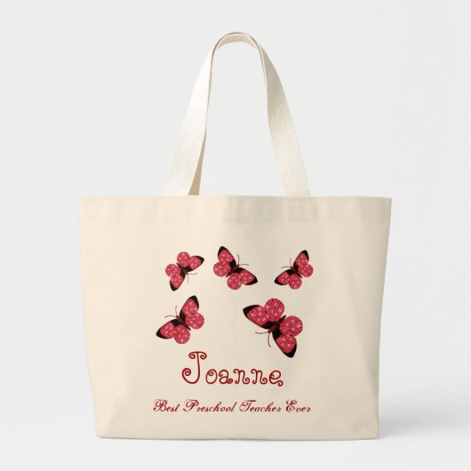 Boterfly Best preschool Teacher Ever Cadeautje Grote Tote Bag (Voorkant)