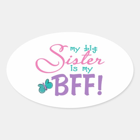 Boterfly Big Sister BFF Ovale Sticker (Voorkant)