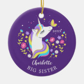 Boterfly Big Sister Unicorn kerstversiering Keramisch Ornament (Voorkant)