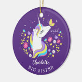 Boterfly Big Sister Unicorn kerstversiering Keramisch Ornament (Links)