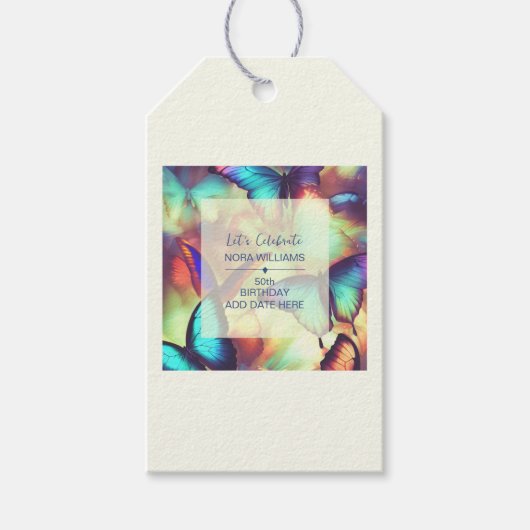 Boterfly Birthday Cadeaulabel (Voorkant)