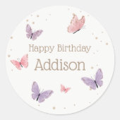 Boterfly Birthday Classic Round Sticker (Voorkant)