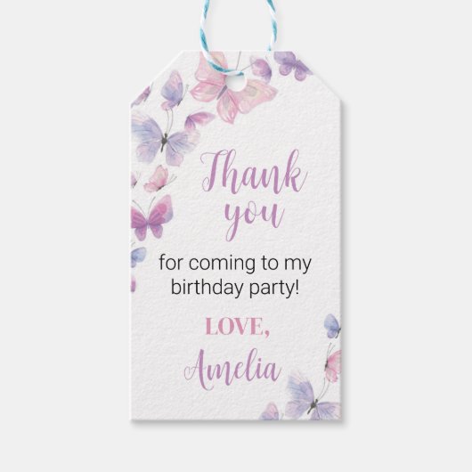 Boterfly Birthday Dank u Label Cadeaulabel (Voorkant)