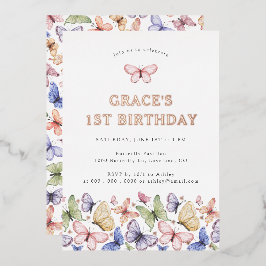 Boterfly Birthday Folie Uitnodiging