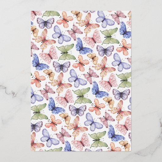 Boterfly Birthday Folie Uitnodiging (Achterkant)