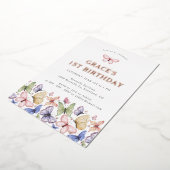 Boterfly Birthday Folie Uitnodiging (Gedraaid)