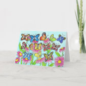 Boterfly Birthday-groet Kaart (Voorkant)
