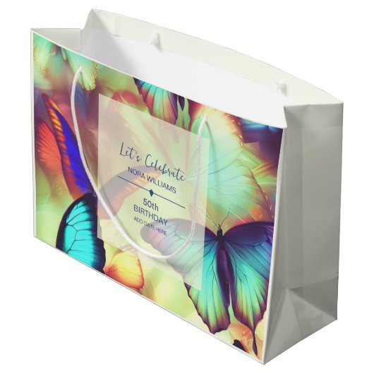 Boterfly Birthday Groot Cadeauzakje (Achterkant Gekanteld)