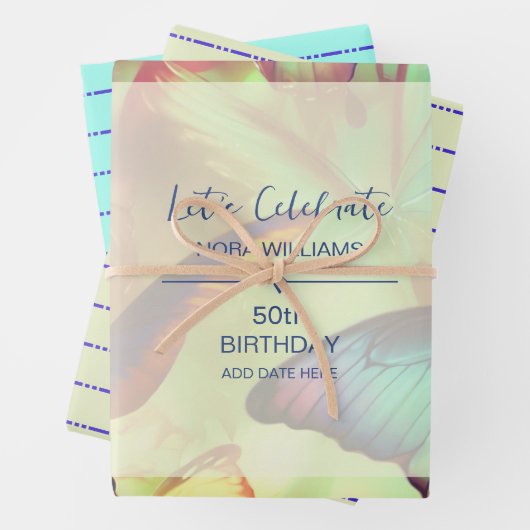 Boterfly Birthday Inpakpapier Vel (In situ)