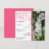 Boterfly Birthday Invitation - Black White Color Kaart (Voorkant / Achterkant)