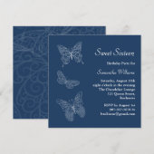 Boterfly Birthday Invitation (blauw) Kaart (Voorkant / Achterkant)