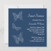 Boterfly Birthday Invitation (blauw) Kaart (Voorkant)