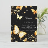 Boterfly Birthday Invitation Kaart (Staand voorkant)