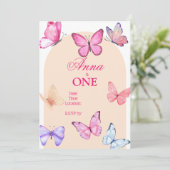 Boterfly Birthday Invitation Kaart (Staand voorkant)