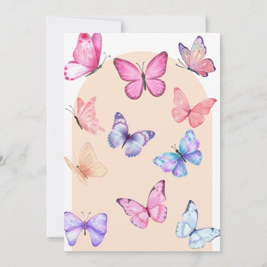 Boterfly Birthday Invitation Kaart (Achterkant)