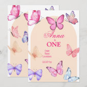 Boterfly Birthday Invitation Kaart (Voorkant / Achterkant)