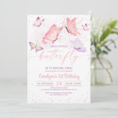 Boterfly Birthday Invitation Kaart (Staand voorkant)