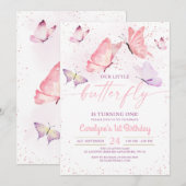 Boterfly Birthday Invitation Kaart (Voorkant / Achterkant)