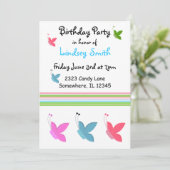 Boterfly Birthday Invitation Kaart (Staand voorkant)