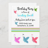 Boterfly Birthday Invitation Kaart (Voorkant / Achterkant)