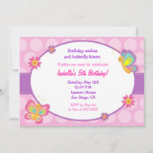 Boterfly Birthday Invitation Kaart (Voorkant)