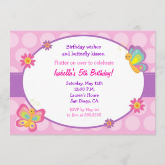 Boterfly Birthday Invitation Kaart