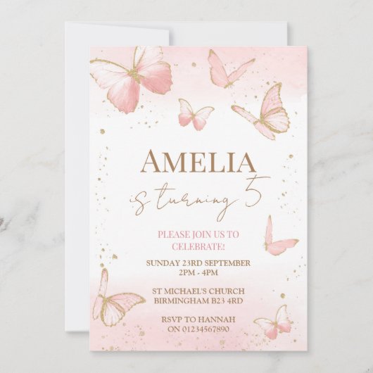 Boterfly Birthday Invitation Kaart (Voorkant)