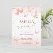 Boterfly Birthday Invitation Kaart (Staand voorkant)