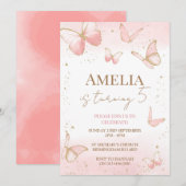 Boterfly Birthday Invitation Kaart (Voorkant / Achterkant)